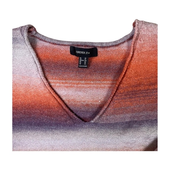 Forever 21 Plus Ombre Stripe Balloon Sleeve V-Neck Sweater 3X - Picture 2 of 7